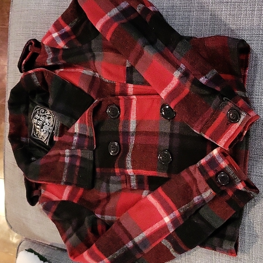 Plaid wool peacoat